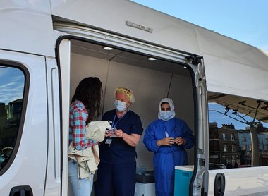 Inside vaccine van